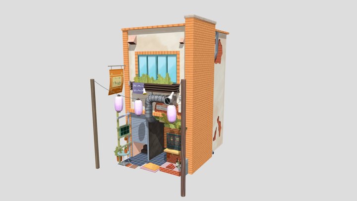 Japanese Apartment Building 3D Model