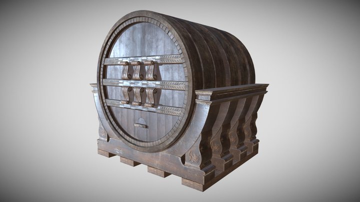 Wine Barrel 3D Model