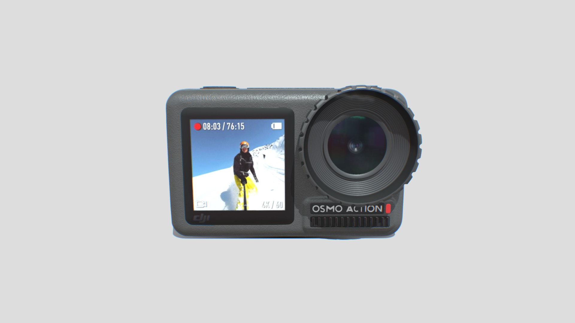 3D model DJI OSMO Action high-poly - This is a 3D model of the DJI OSMO Action high-poly. The 3D model is about a camera with a screen.