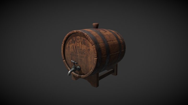 Old Wine Barrel 3D Model