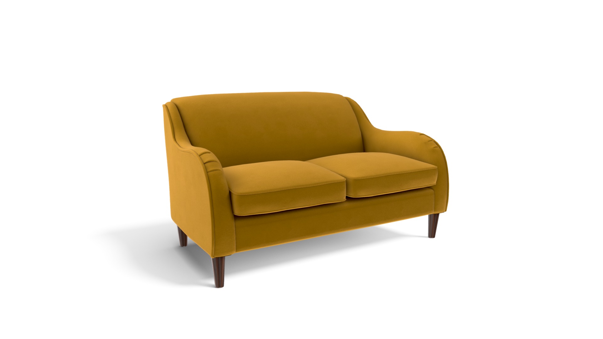 Helena 2 Seater Sofa, Plush Turmeric Velvet Download Free 3D model by