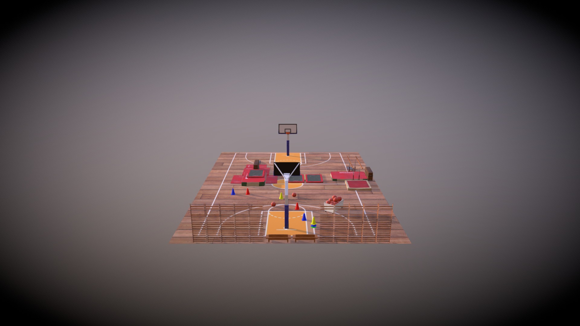 3D model Gymnase - This is a 3D model of the Gymnase. The 3D model is about a building with a tower.