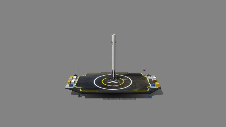 Falcon 9 with Barge 3D Model