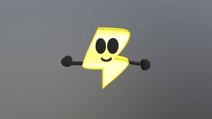 Cartoon lightning bolt with face and arms 3D Model