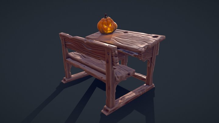 Stylized School Table 3D Model