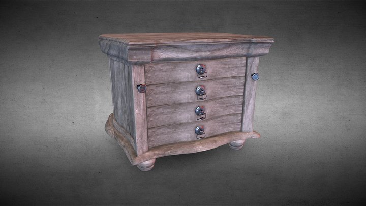 Dresser Drawer (Wood Rough) 3D Model
