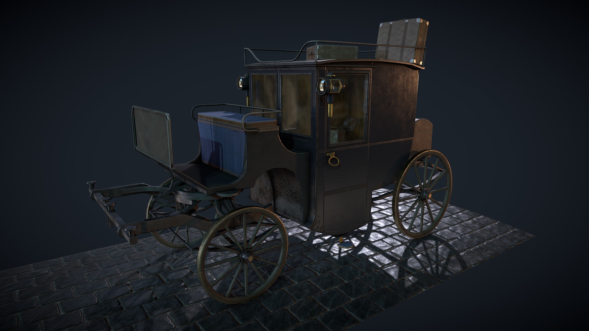 3D model Brougham Carriage - This is a 3D model of the Brougham Carriage. The 3D model is about a machine on the stone.