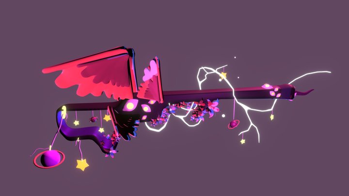 Winged Space Gun 3D Model