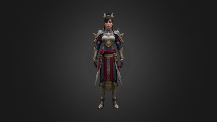 Trellis Chinese  female warrior 3D Model