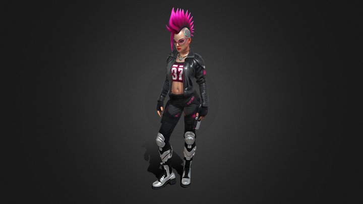 cyberpunk biker gang member, athletic female, – Modello 3D gratuito STL