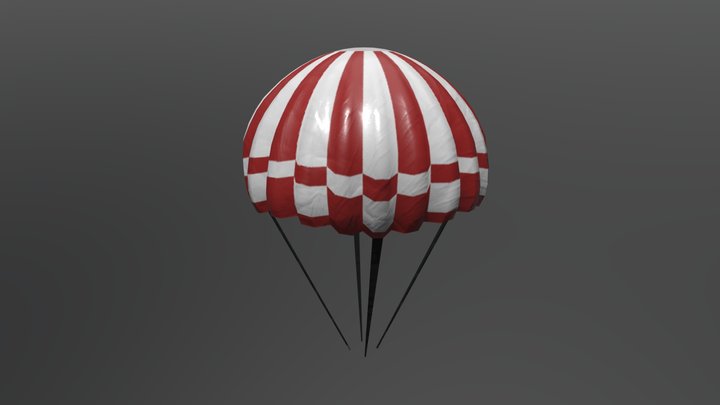 Parachute Asset Round Red 3D Model