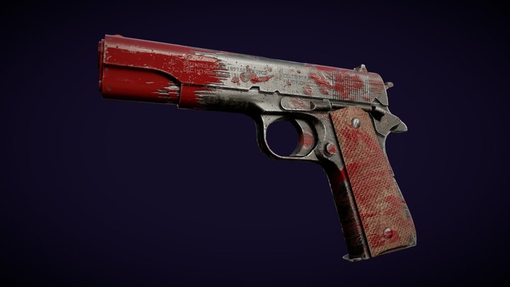 M1911 - Bloodied & Non-Bloodied (Low Poly) 3D Model