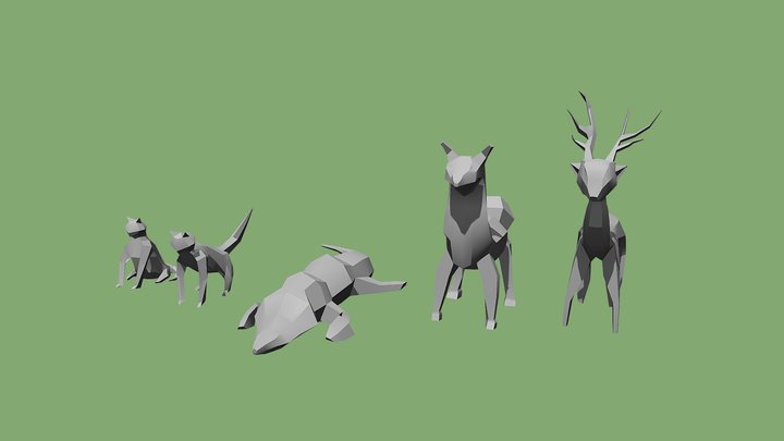 Low-Poly animals small pack 3D Model