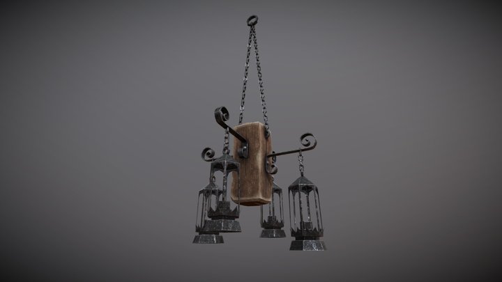 Hanging Chandelier Medieval 3D Model