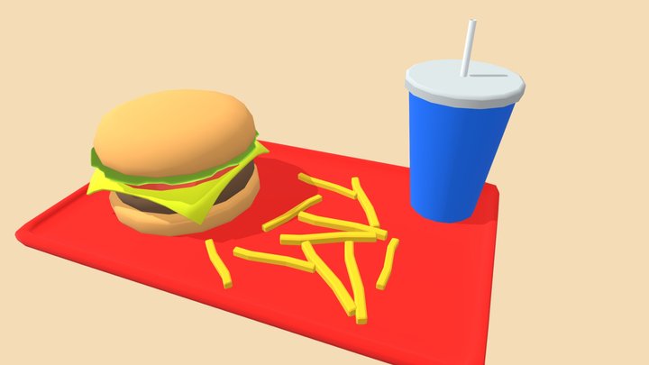 Burger Meal Tray 3D Model