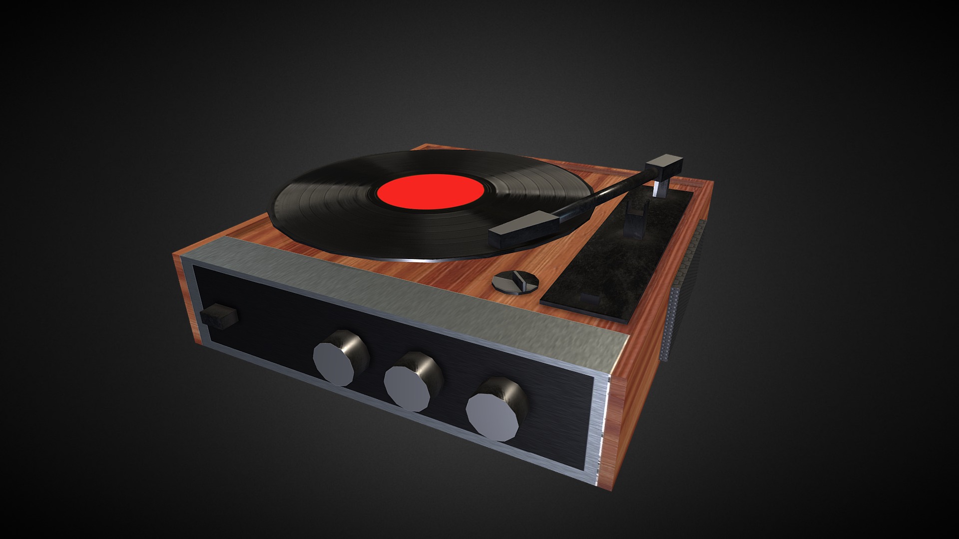 3D model Record Player – lowpoly and gameready - This is a 3D model of the Record Player - lowpoly and gameready. The 3D model is about a close-up of a record player.