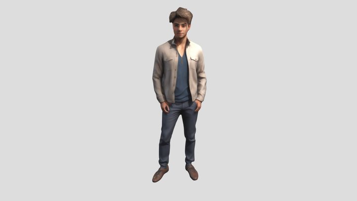 "A 3D render of a handsome young man with sharp, 3D Model