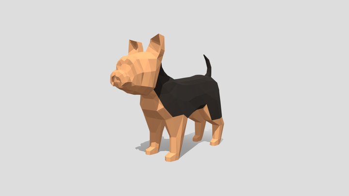 Stylized Low Poly Yorki Dog 3D Model