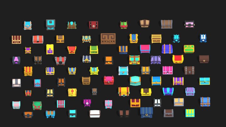 Stylized Treasure Chests Pack 💎📦 3D Model