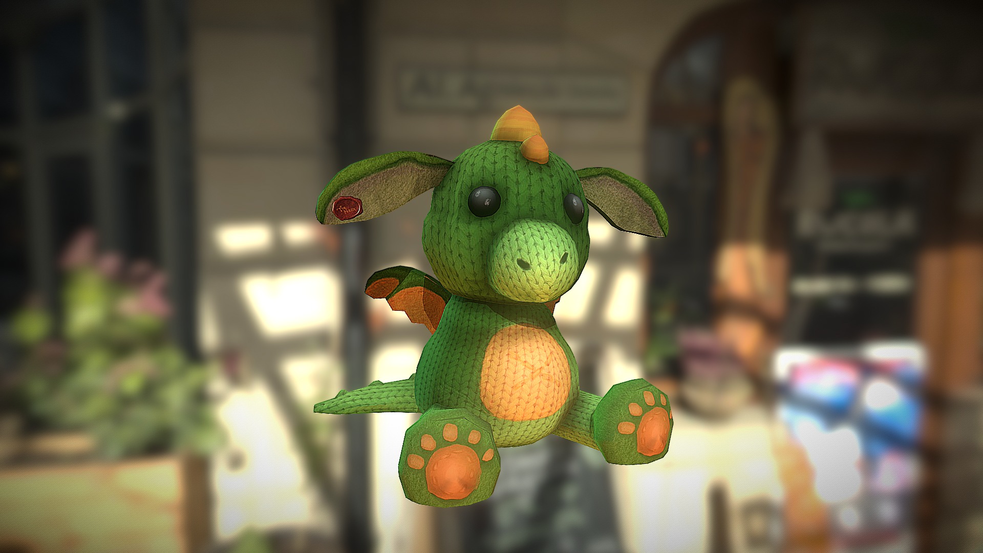 3D model Dragon Plush - This is a 3D model of the Dragon Plush. The 3D model is about a green and yellow stuffed animal.