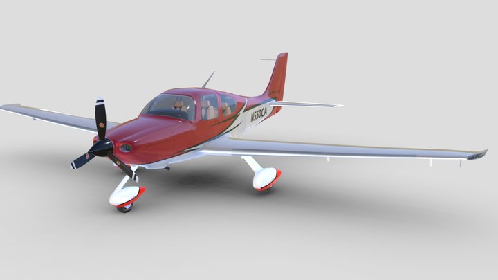 cirrus sr 22 high detaled low poly airplane 3D Model
