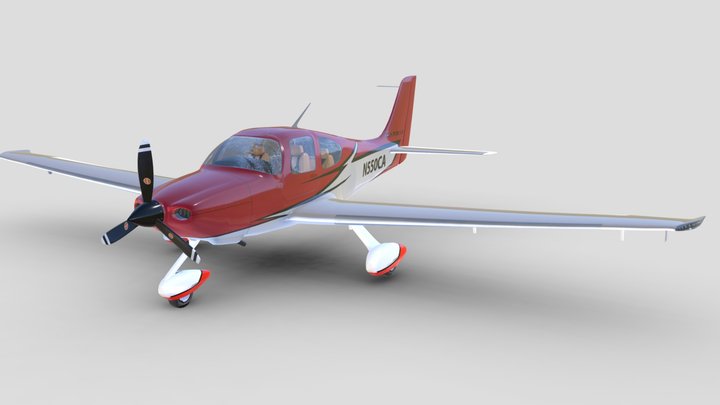 cirrus sr 22 high detaled low poly airplane 3D Model