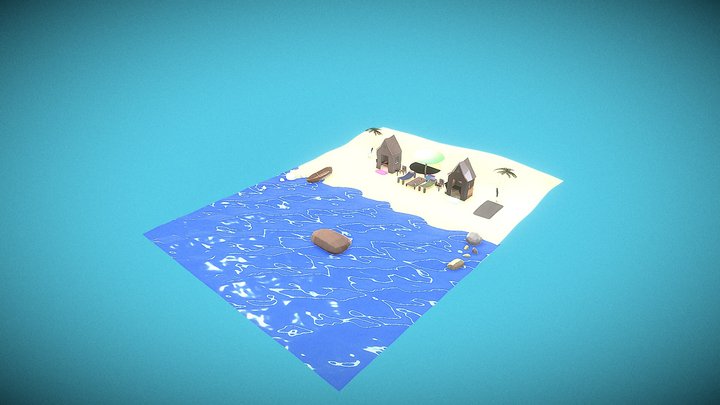 low poly beach 3D Model