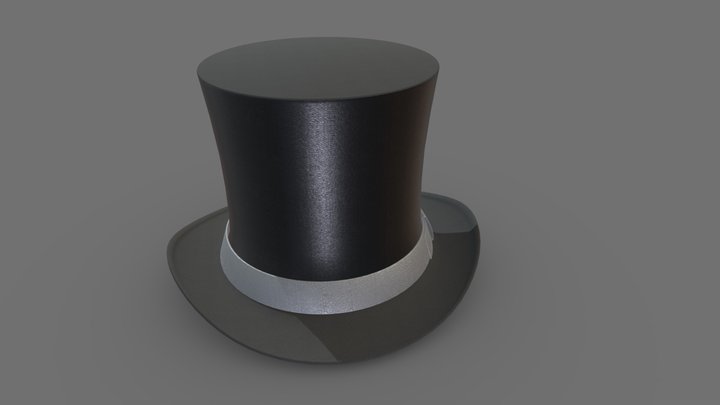 Top Hat Low Poly Realistic PBR 3D Model