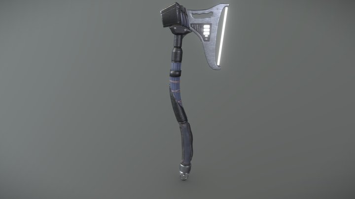 Low-poly Techno-viking Axe 3D Model