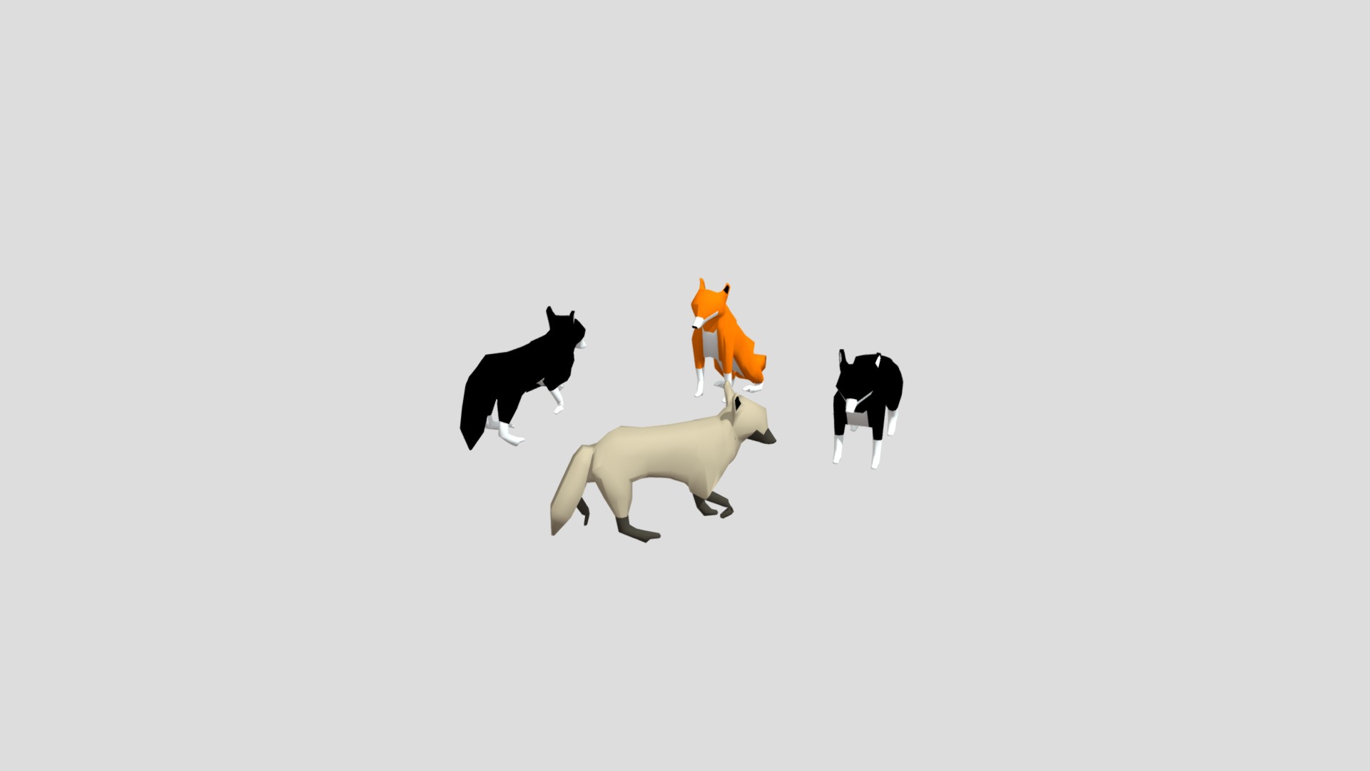 3D model Low Poly Wolf - This is a 3D model of the Low Poly Wolf. The 3D model is about a group of dogs running.