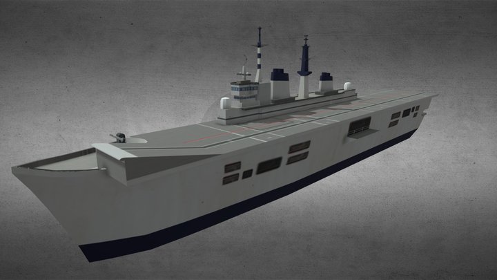 Aircraft Carrier - HMS Invincible LowPoly 3D Model