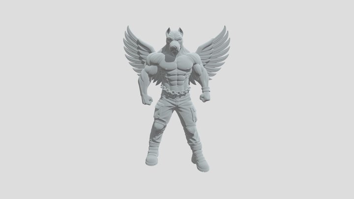 Winged Hellhound Warrior 3D Model
