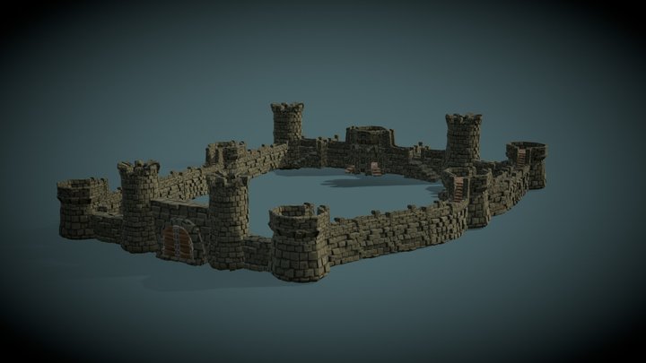 Stylized Castle (build with my modular set) 3D Model