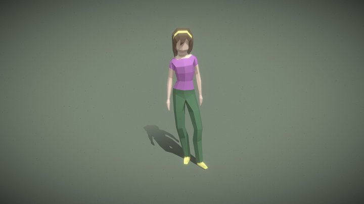 Lowpoly Female (Idle animation) 3D Model