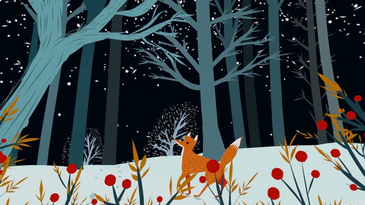 Fox in the Winter Forest 3D Model