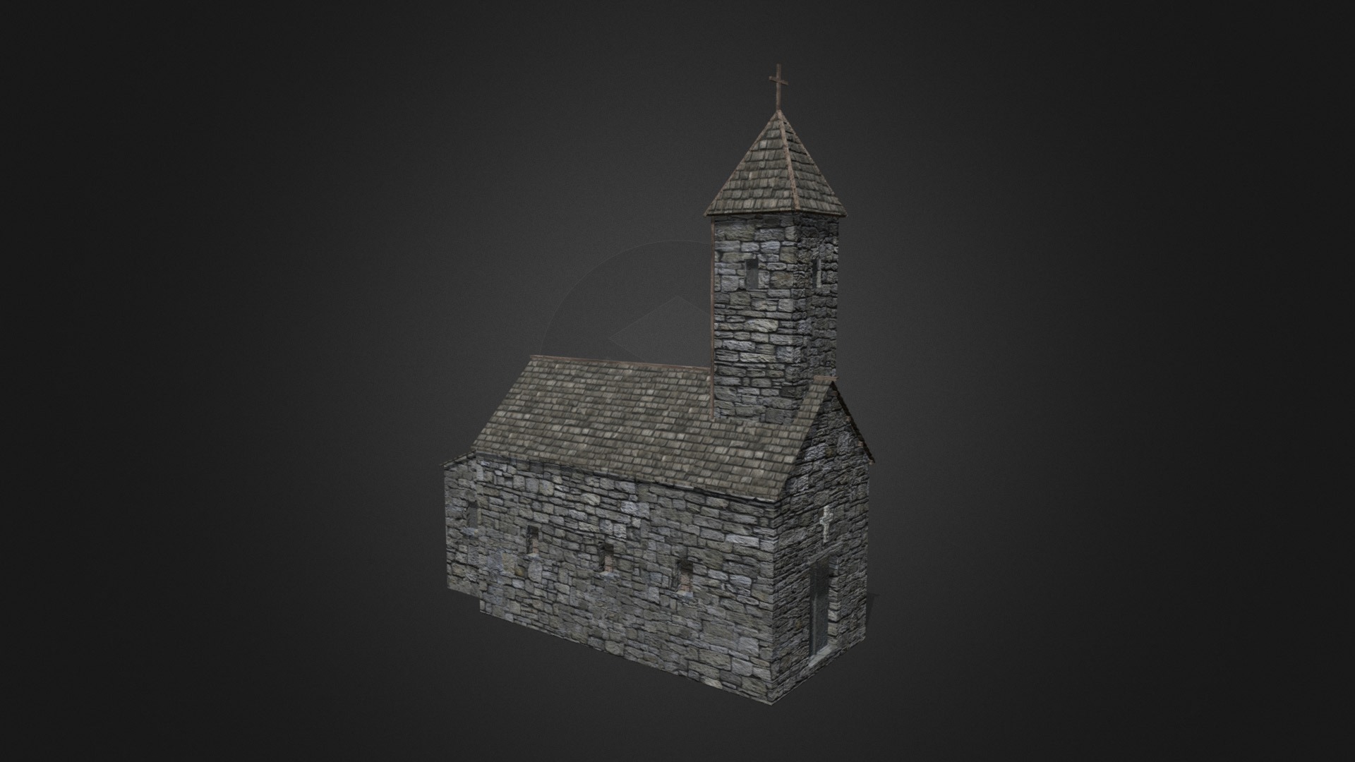 3D model Old church - This is a 3D model of the Old church. The 3D model is about a building with a tower.