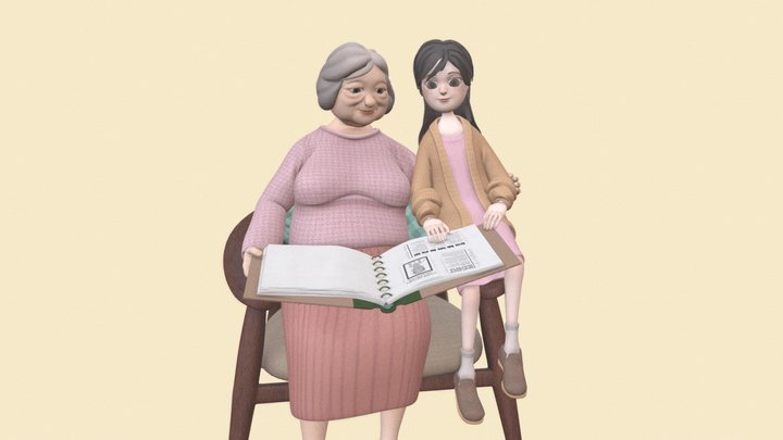grandma & kid 3D Model