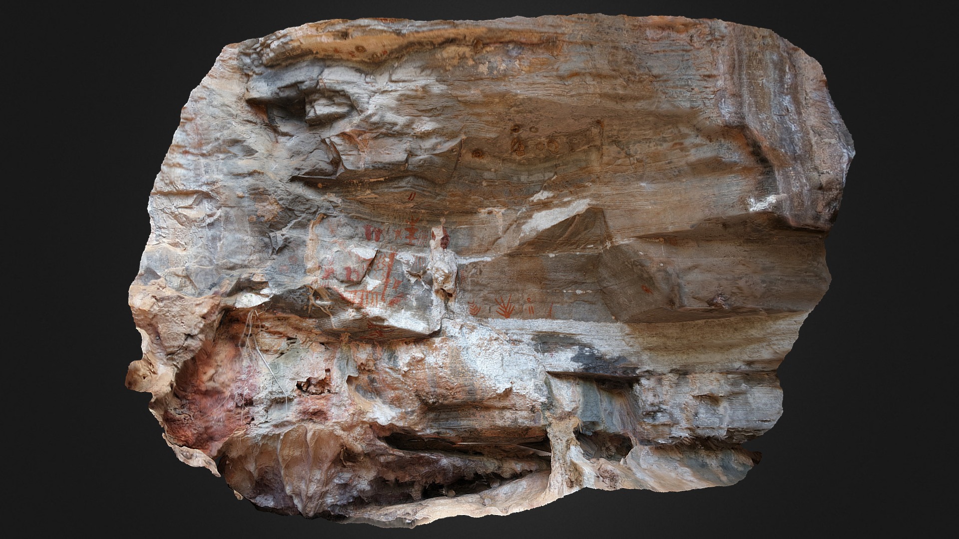 3D model Lapa Piolho de Urubu – Painel 5 - This is a 3D model of the Lapa Piolho de Urubu - Painel 5. The 3D model is about a rock with a carving in it.