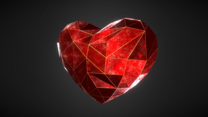 Red Crystal Heart 3D Model