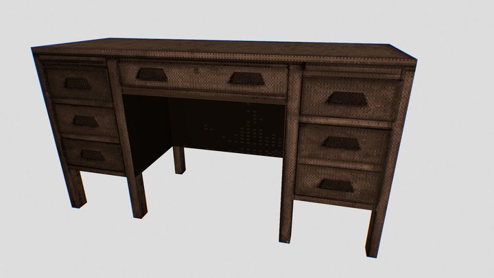 PS1 Style Asset - Teachers Desk 3D Model