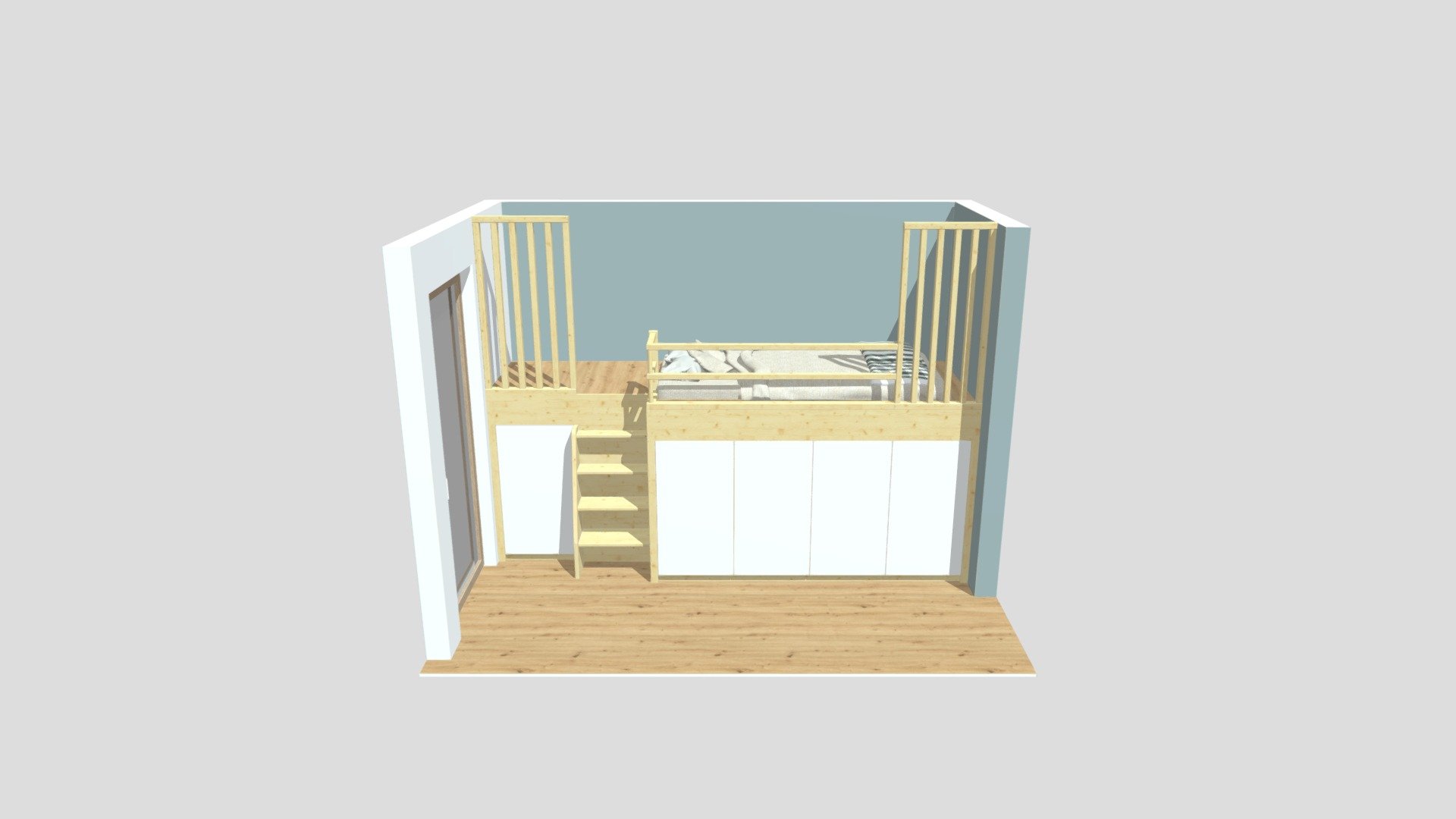 Hochbett Zirbe für HP — Sketchfab embed 3D viewer