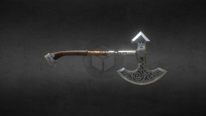 Skyforge Steel War Axe from Skyrim 3D Model