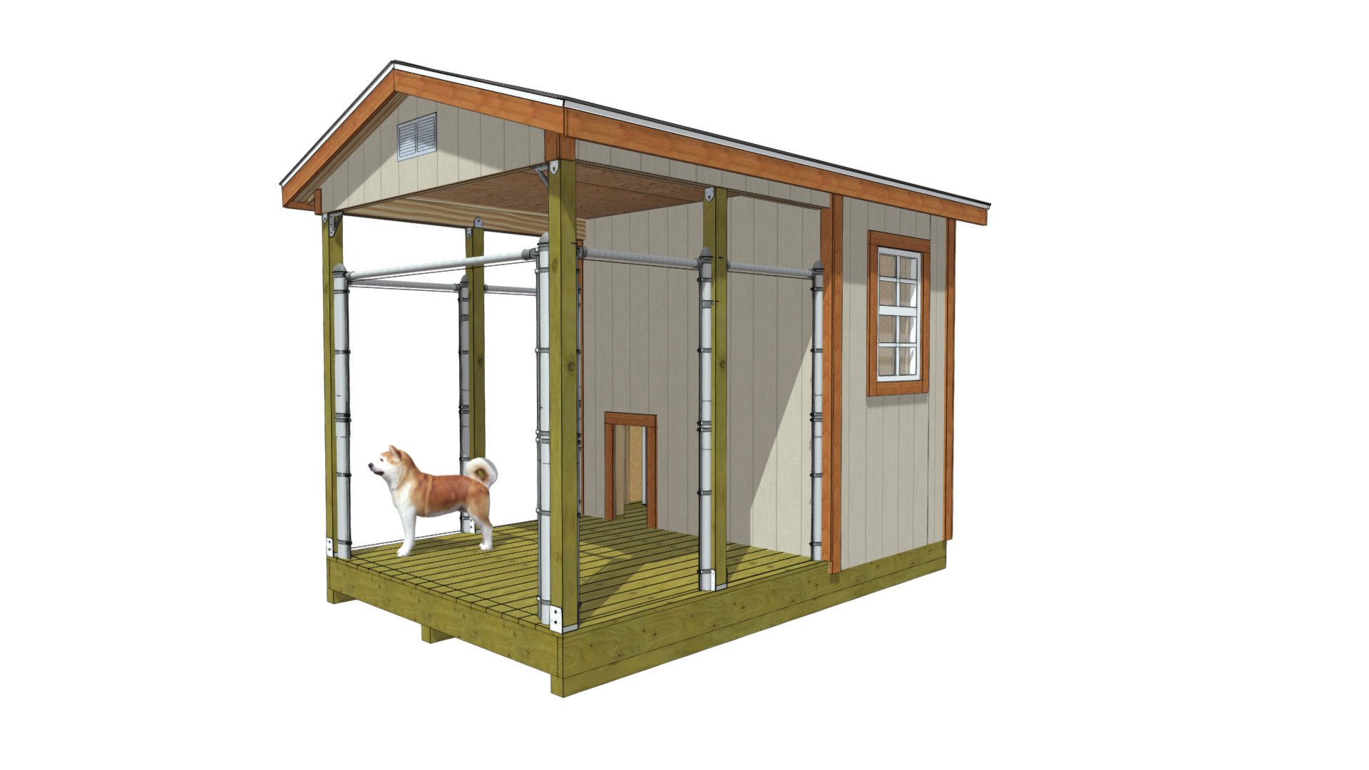 Dog kennel best sale shed plans