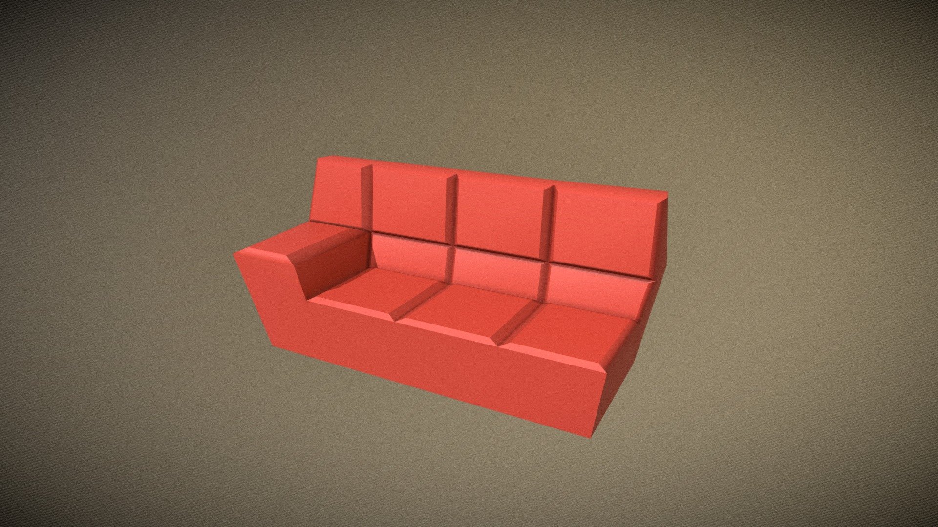 Mueble rojo - sillon - couch - sofa lowpoly