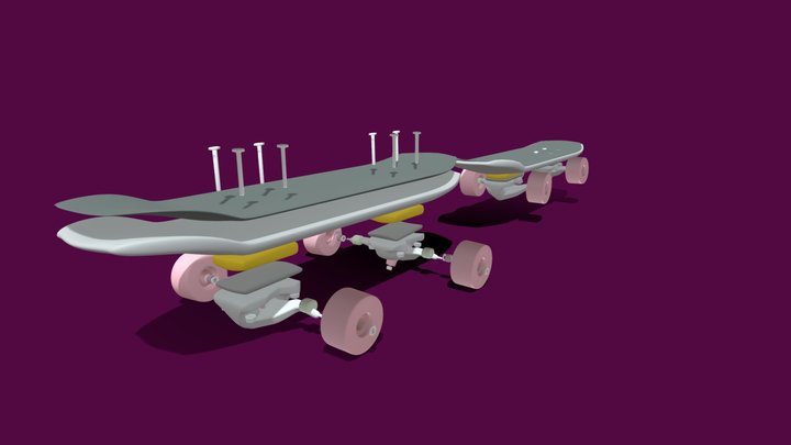 Skateboard exploded view 3D Model
