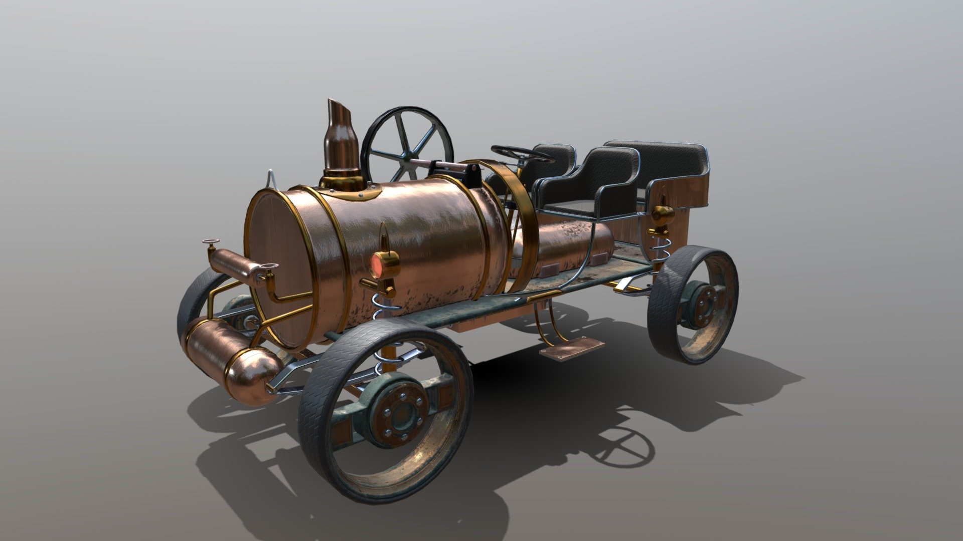 SteamPunk Car / Vehicle - 3D model by oguzhnkr (@oguzhnkr) [123b930