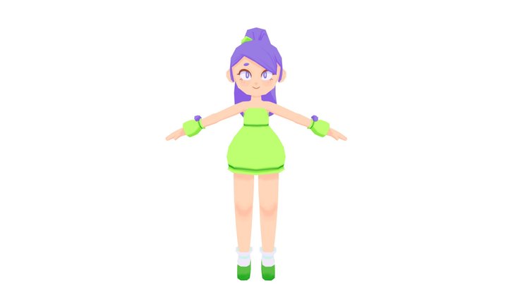 Purplehaired girl 3D Model