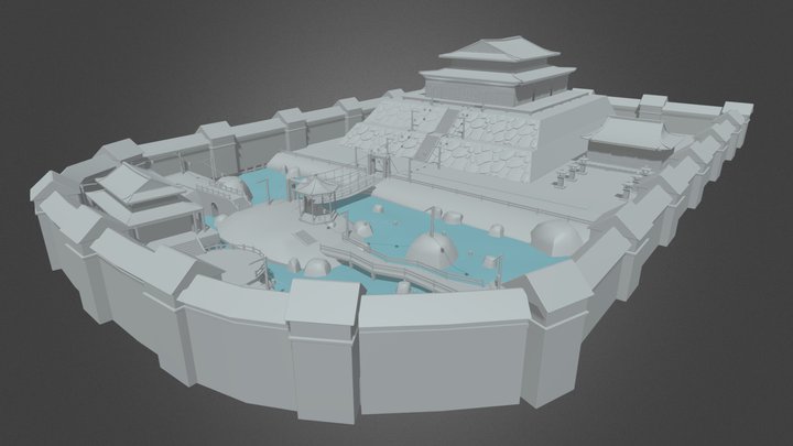 Japanese Temple Scene 3D Model