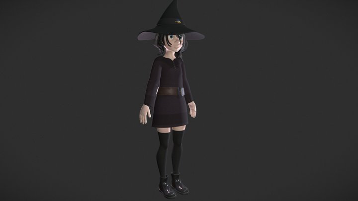 Fully rigged witch 3D Model