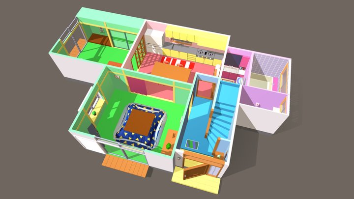 Crayon Shin-chan house 1st floor 3D Model